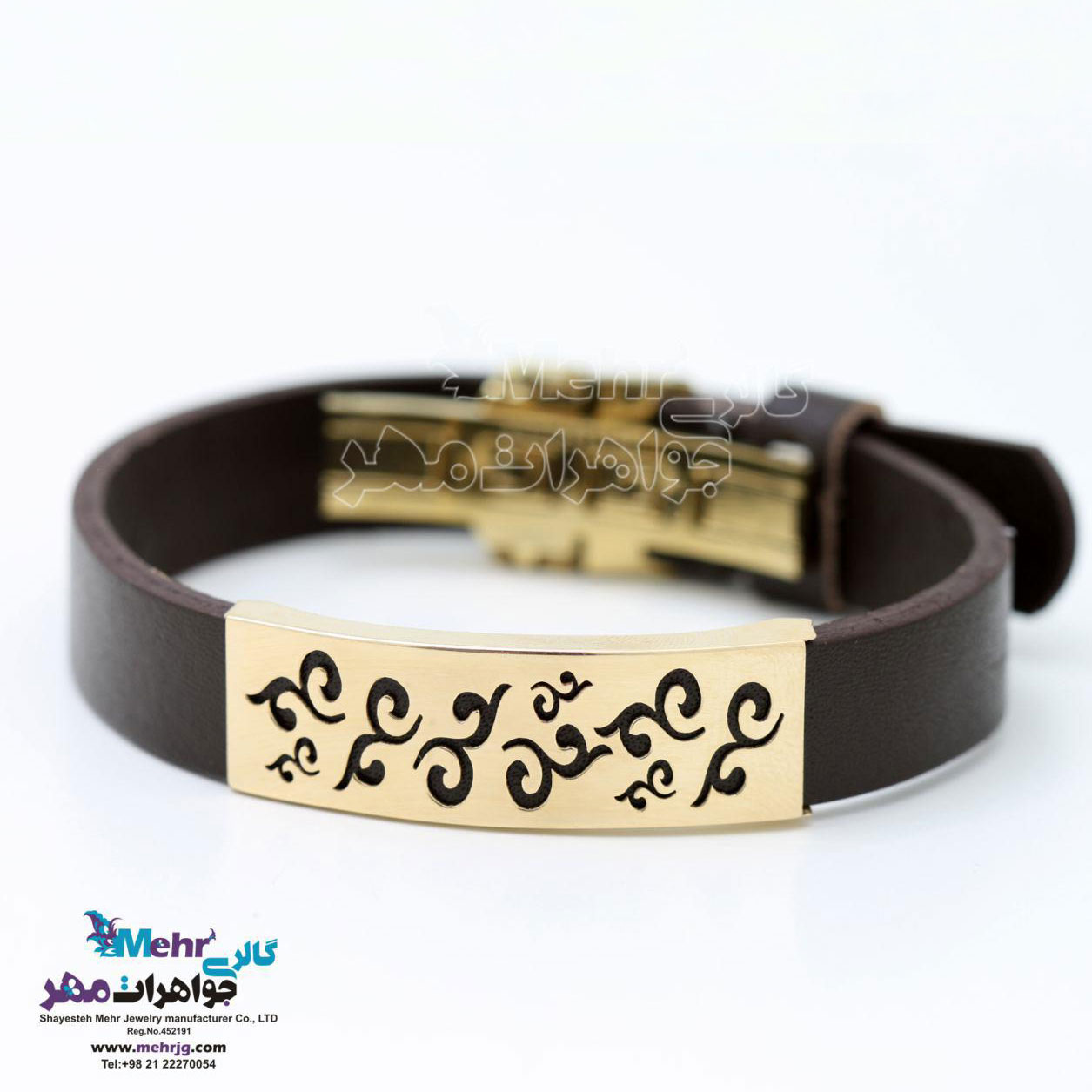 دستبند طلا و چرم - طرح بهاری