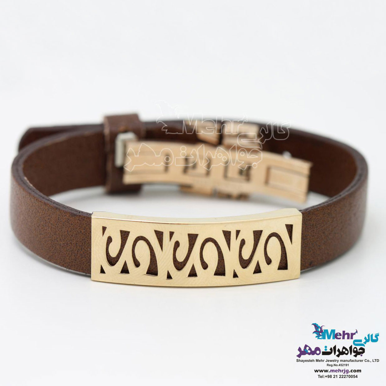 دستبند طلا و چرم - طرح بهاری