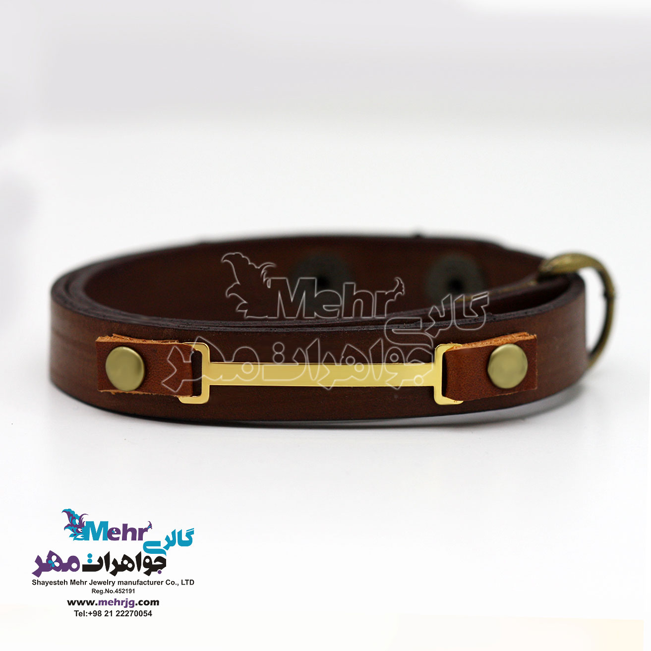 دستبند طلا و چرم - طرح خط