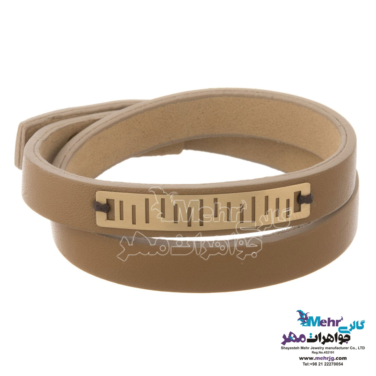 دستبند طلا و چرم - طرح خطوط موازی