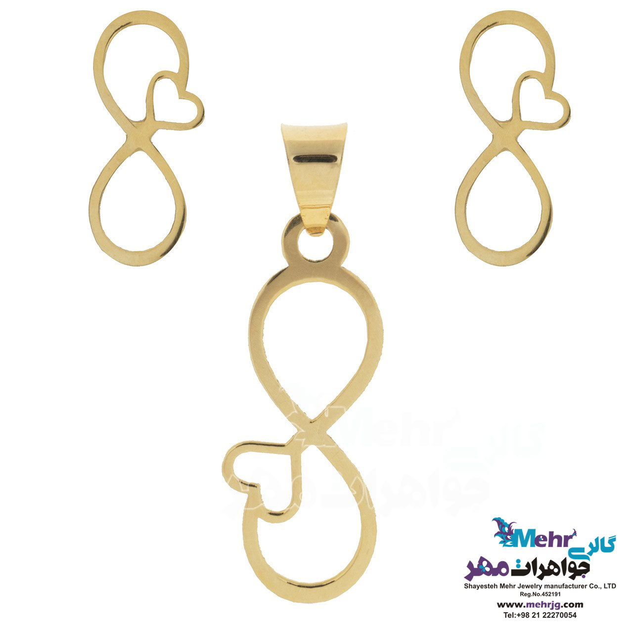 نیم ست طلا - آویز و گوشواره - طرح بی‌نهایت