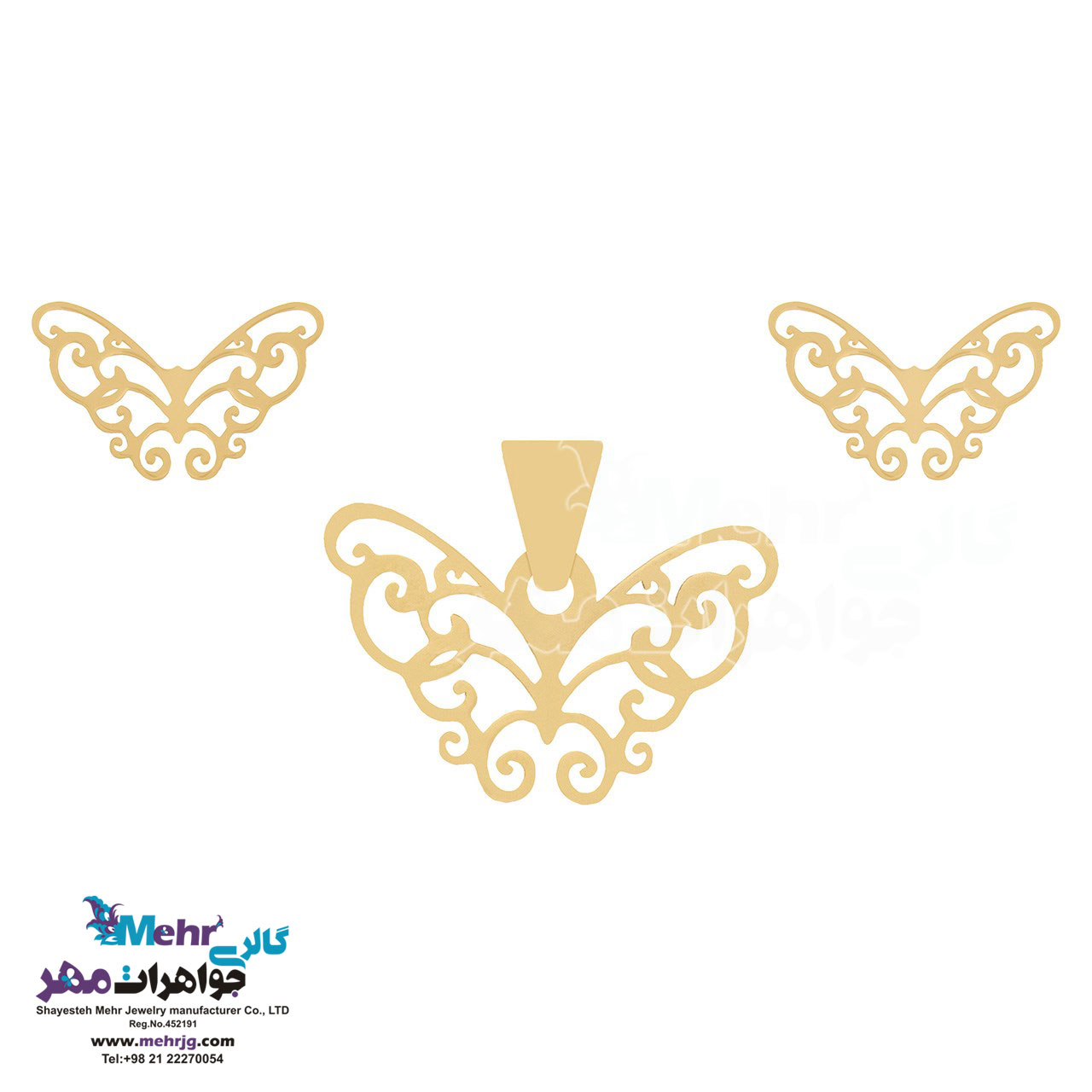 نیم ست طلا - آویز و گوشواره - طرح پروانه