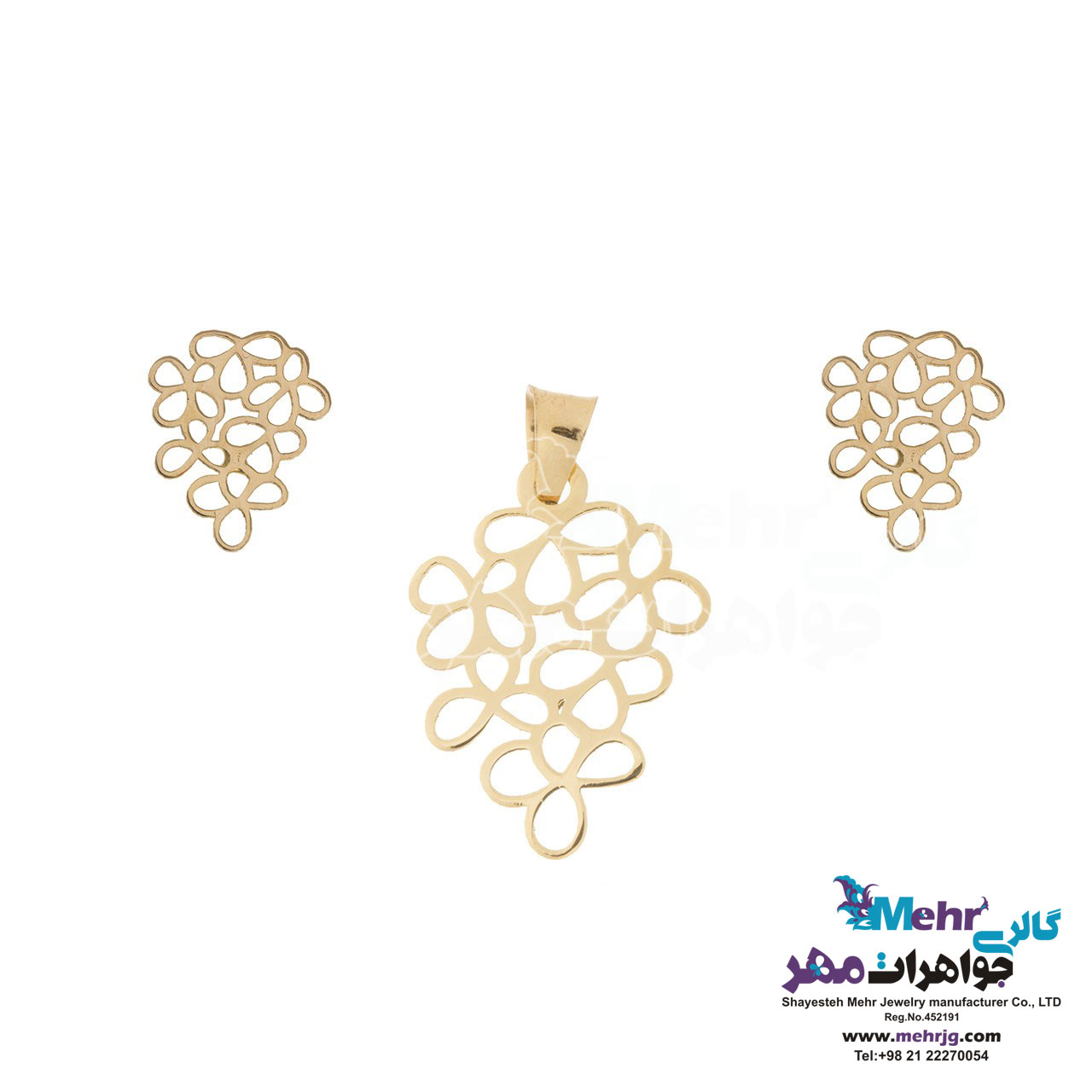 نیم ست طلا - آویز و گوشواره - طرح گل