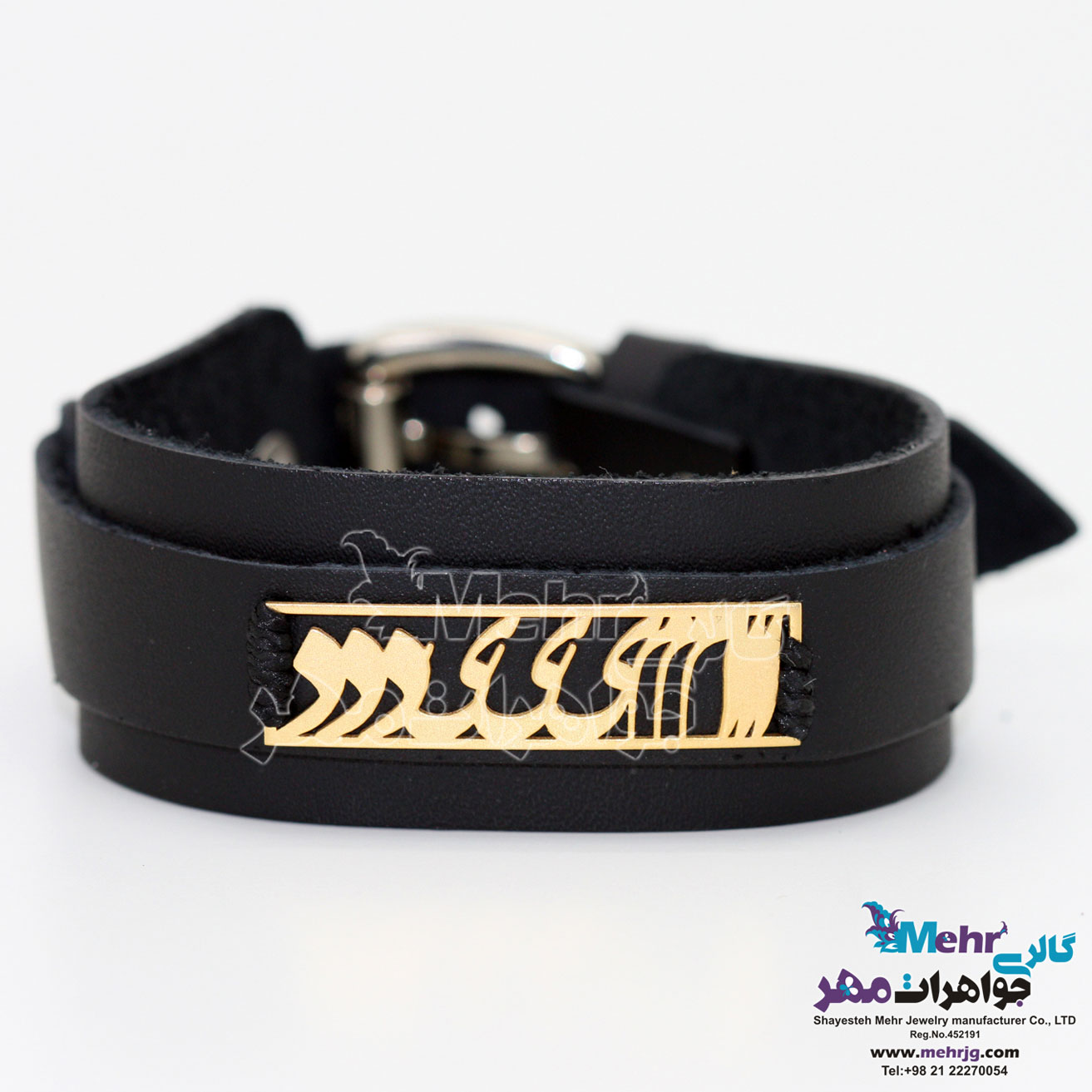 دستبند اسم طلا و چرم - طرح امید