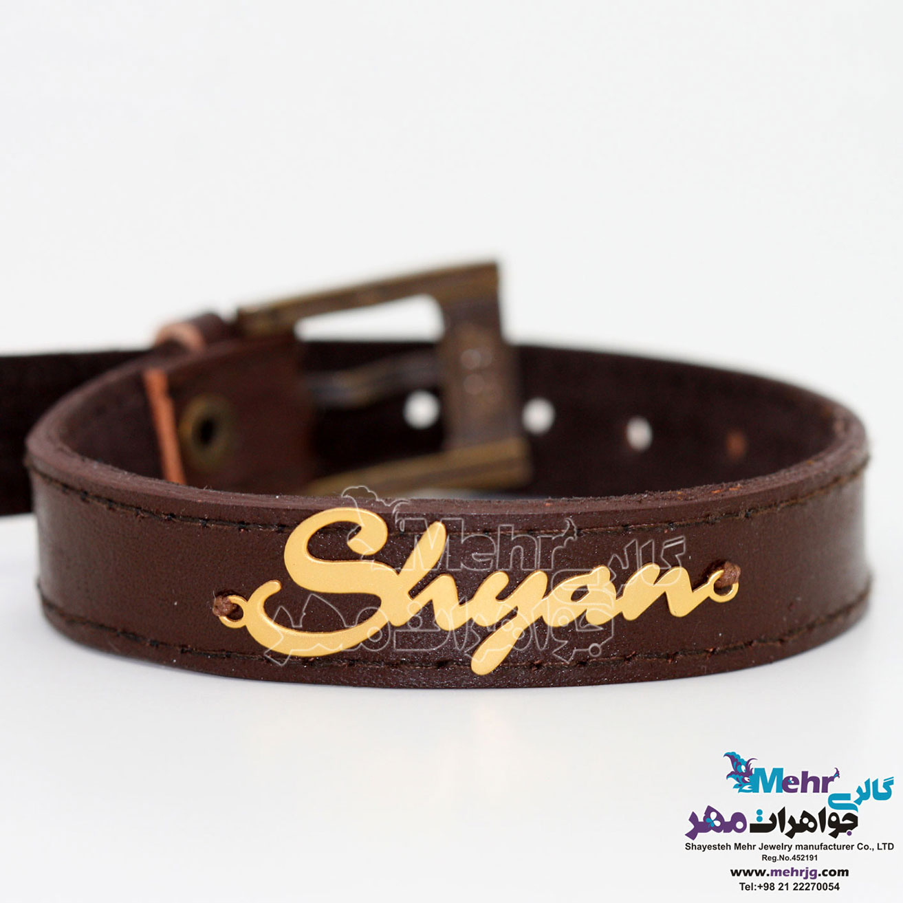 دستبند اسم طلا و چرم - طرح شیان