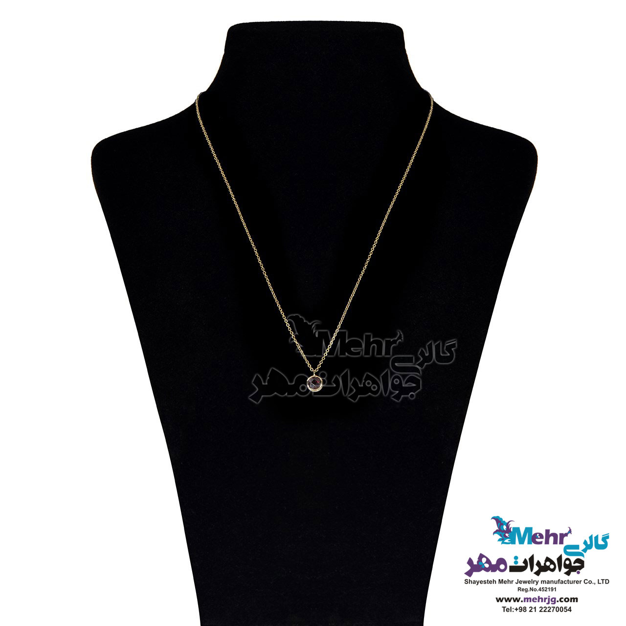 گردنبند طلا - طرح سنگ رنگی