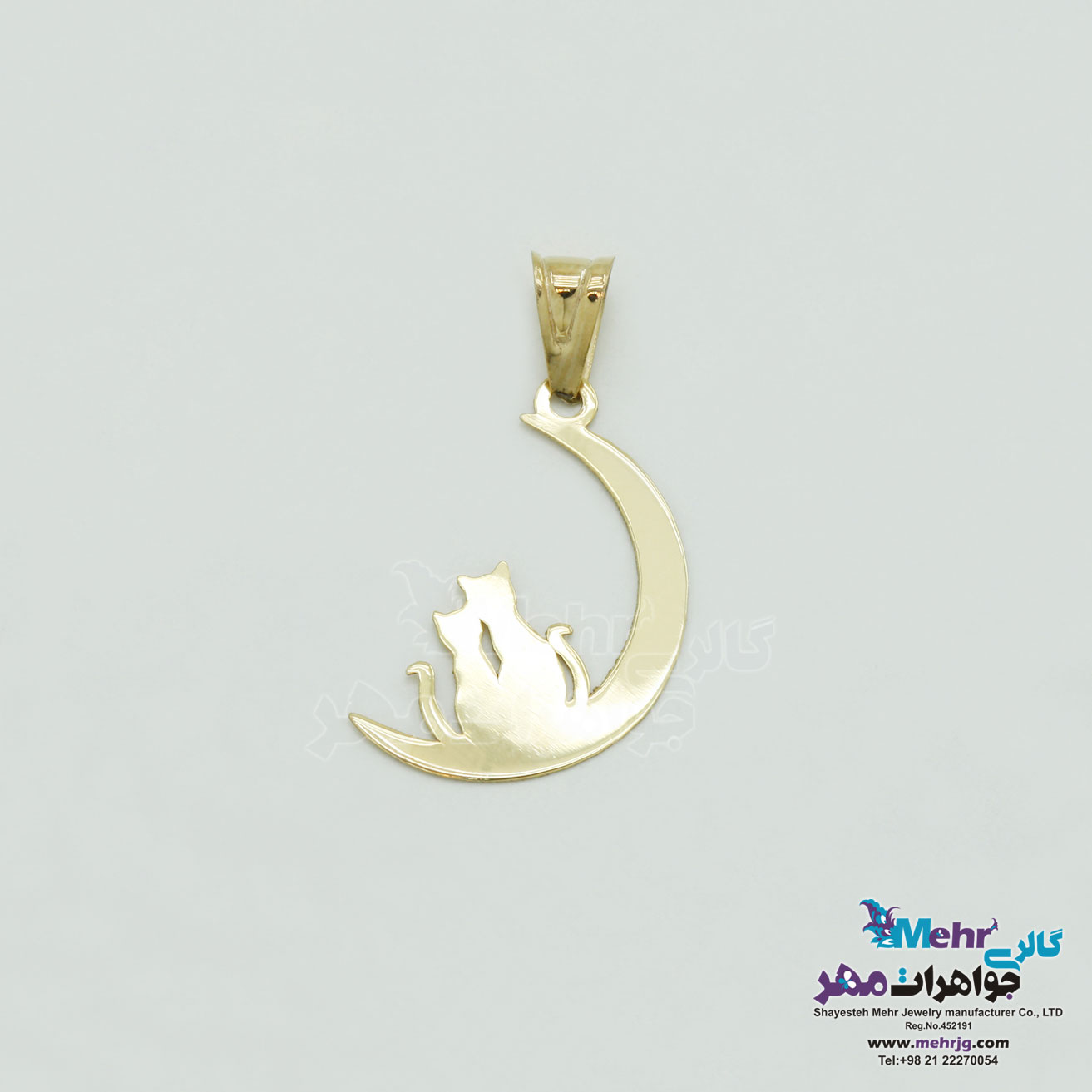 آویز طلا - طرح ماه و گربه