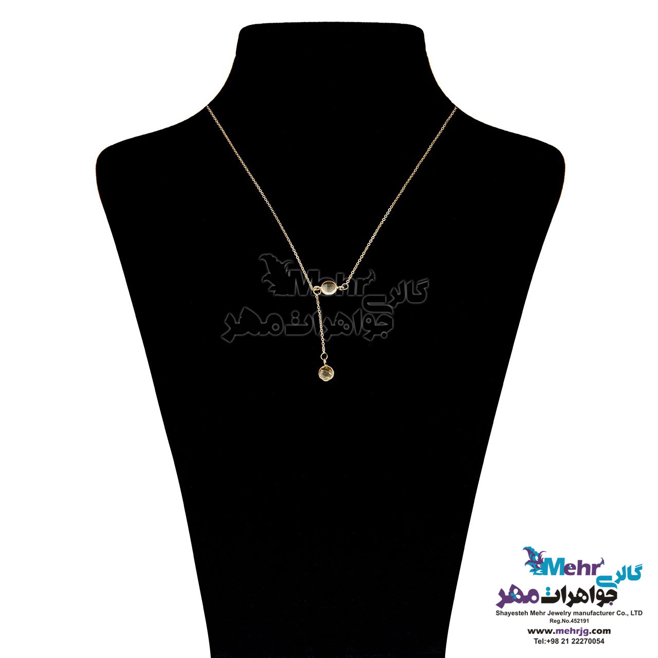 گردنبند طلا - طرح سنگ رنگی