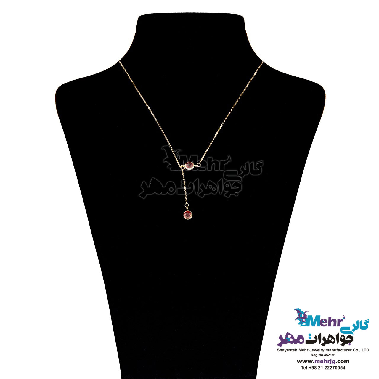 گردنبند طلا - طرح سنگ رنگی