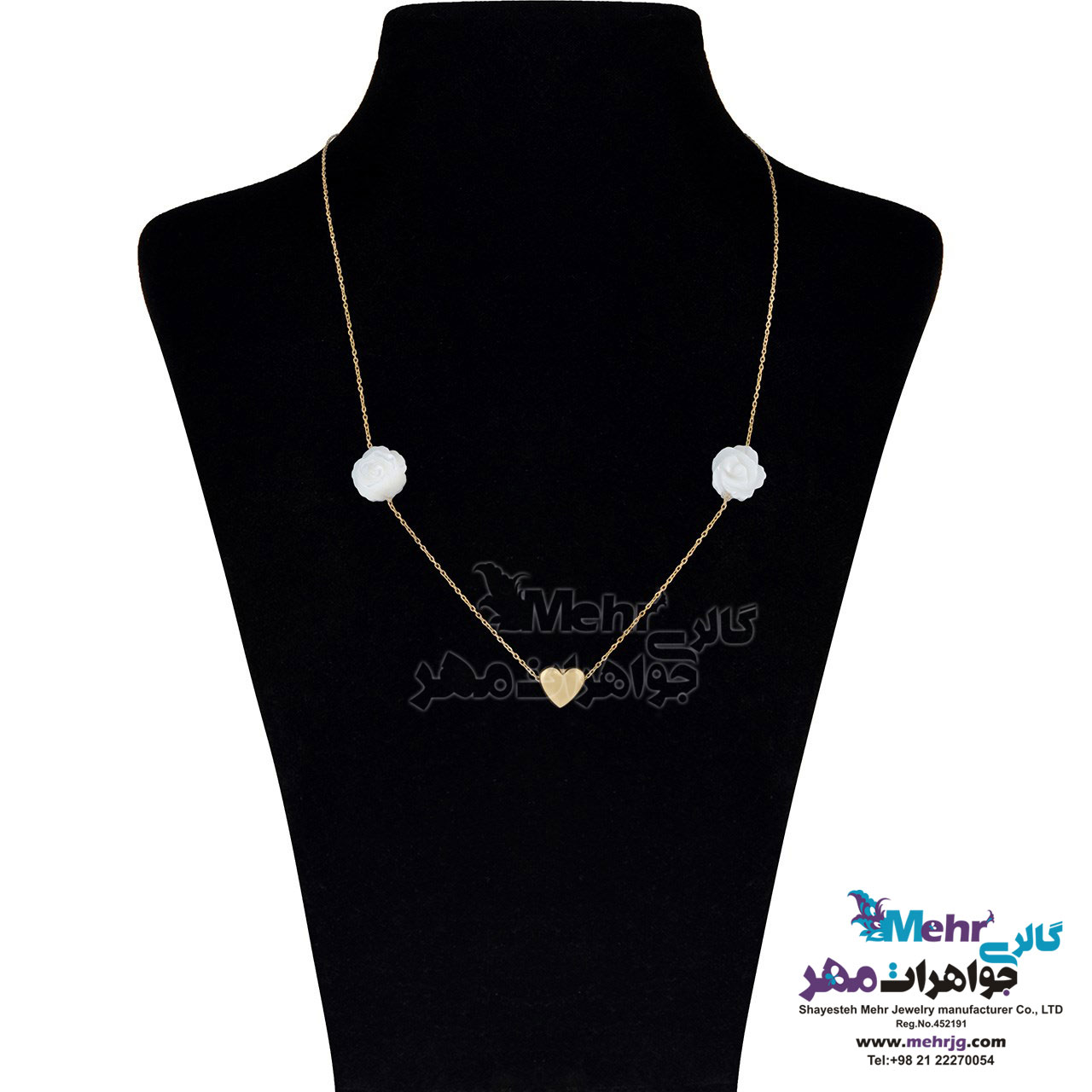 گردنبند طلا - طرح قلب و گل