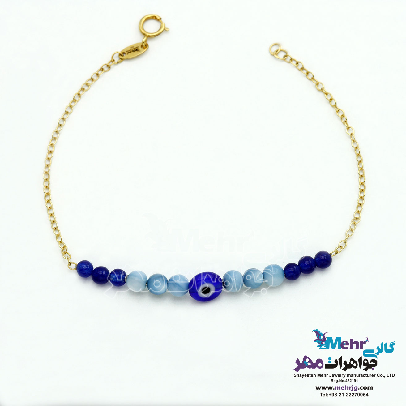 دستبند طلا و سنگ - طرح چشم‌نظر
