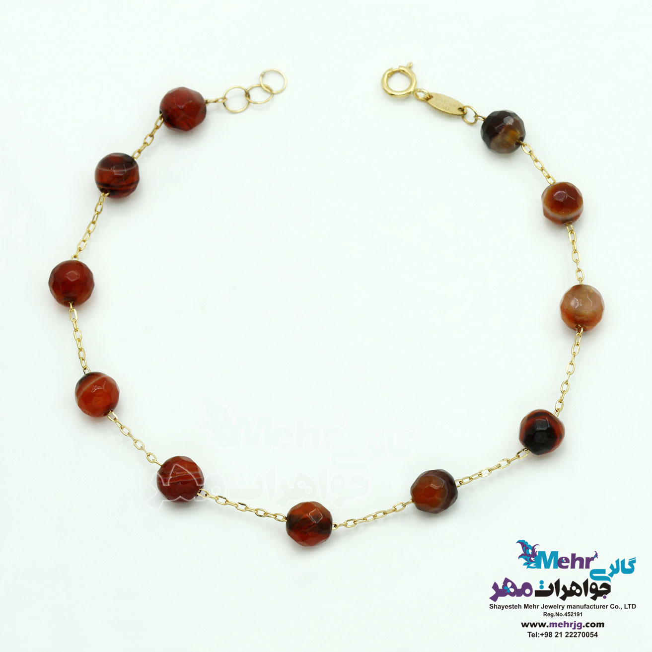 دستبند طلا و سنگ - سنگ عقیق