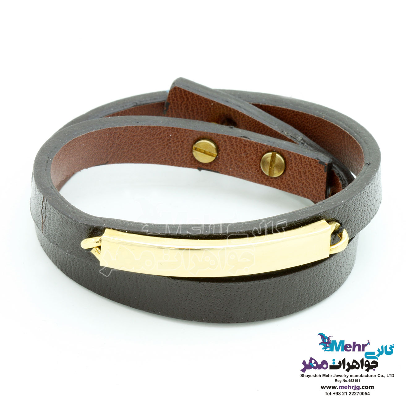 دستبند طلا و چرم - طرح کارتیه