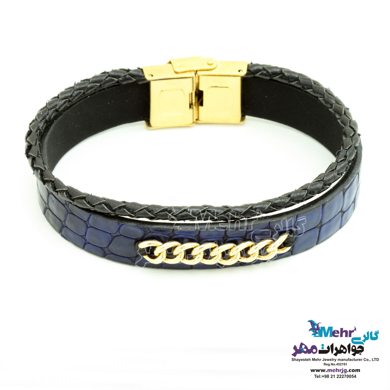 دستبند طلا و چرم - طرح کارتیه