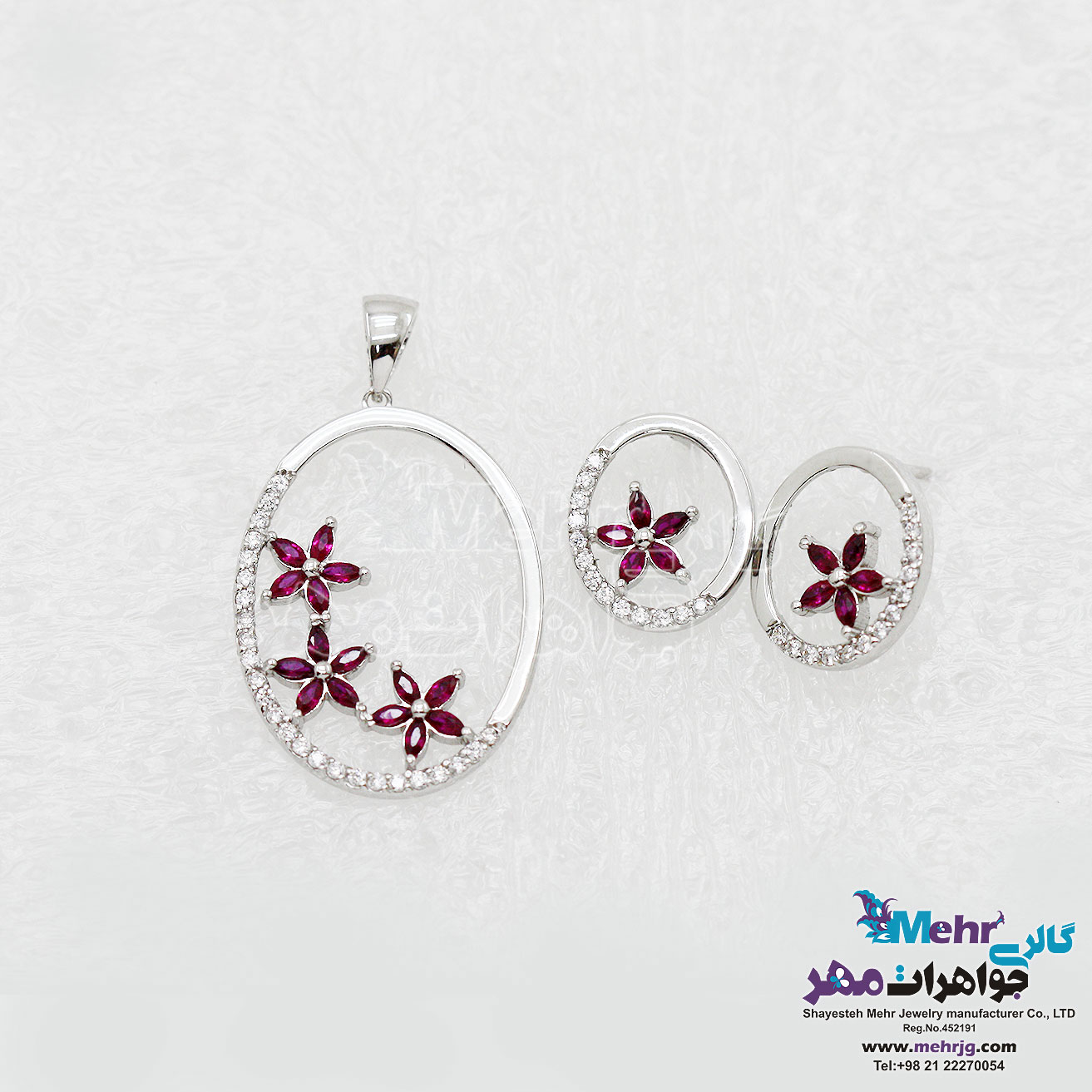 نیم ست طلا - آویز و گوشواره - طرح گل مارکیز