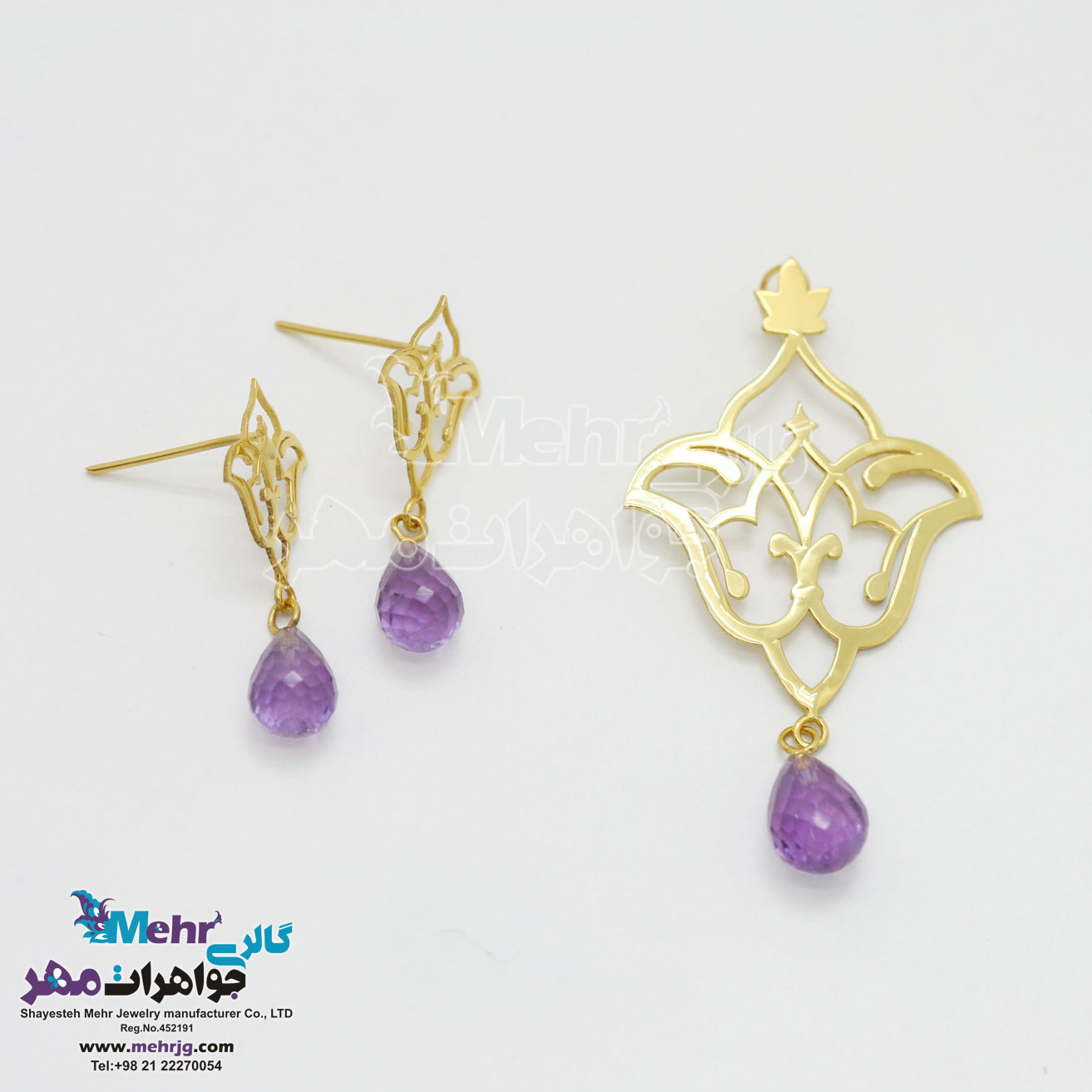 نیم ست طلا - آویز و گوشواره - طرح اسلیمی