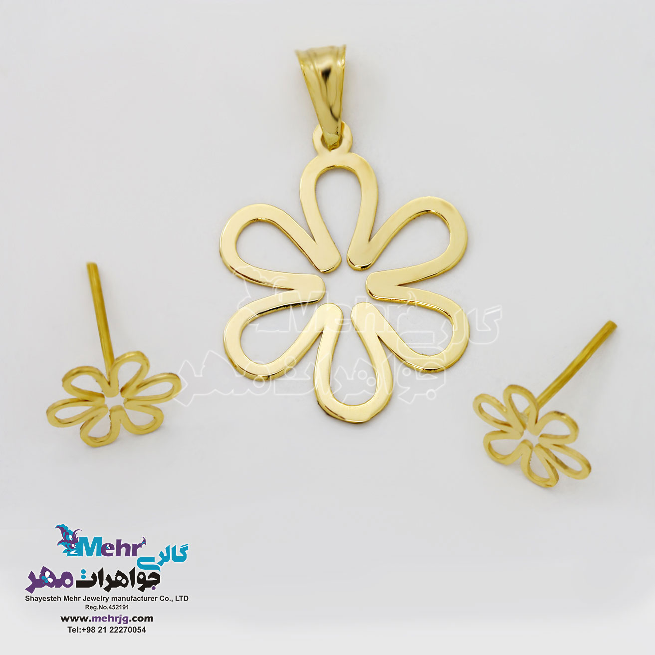 نیم ست طلا - آویز و گوشواره - طرح گل یاسمن