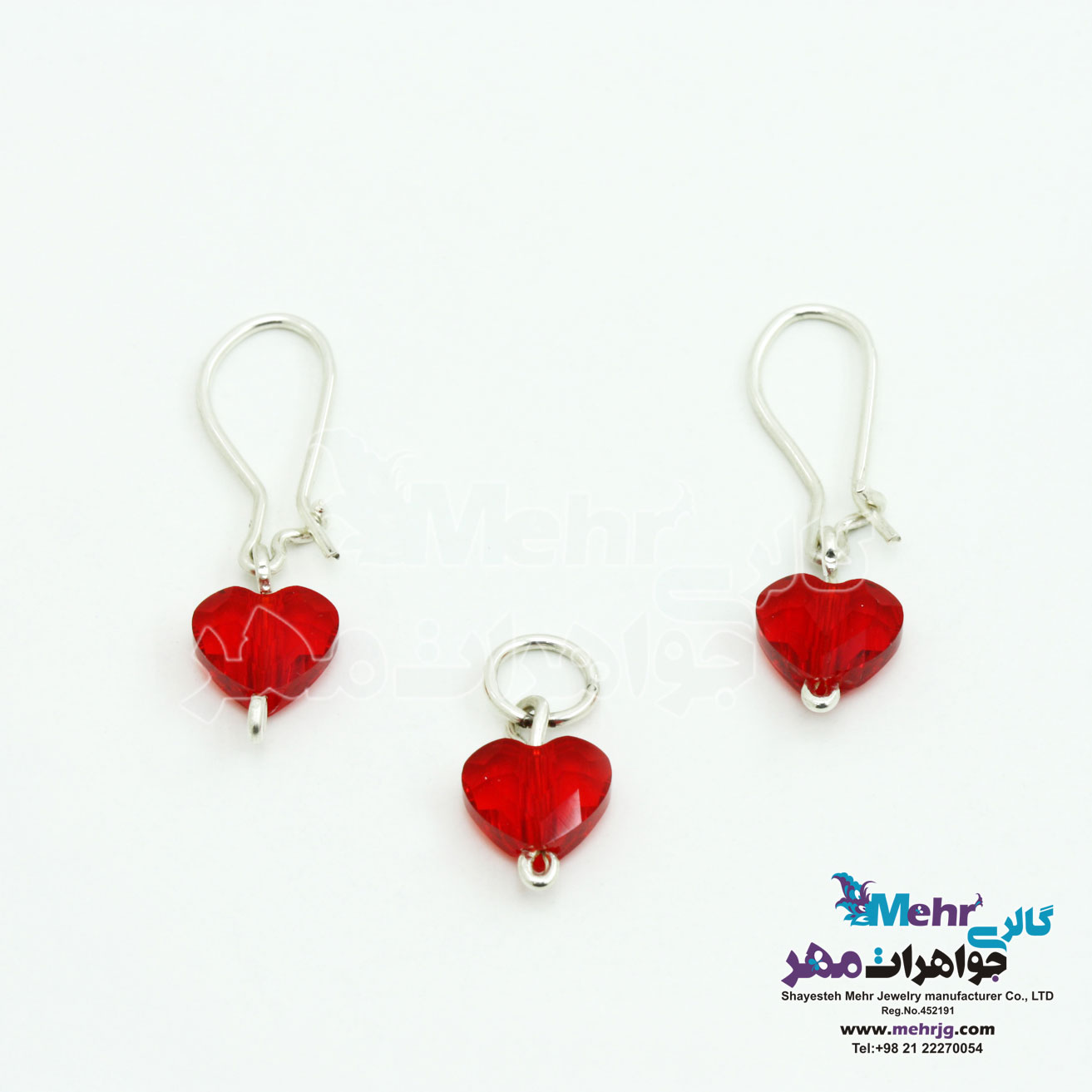 نیم ست طلا - آویز و گوشواره - سواروسکی قلب