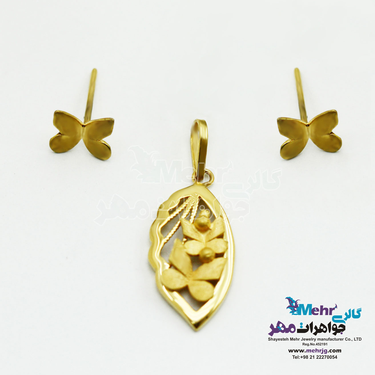 نیم ست طلا - آویز و گوشواره - طرح پروانه