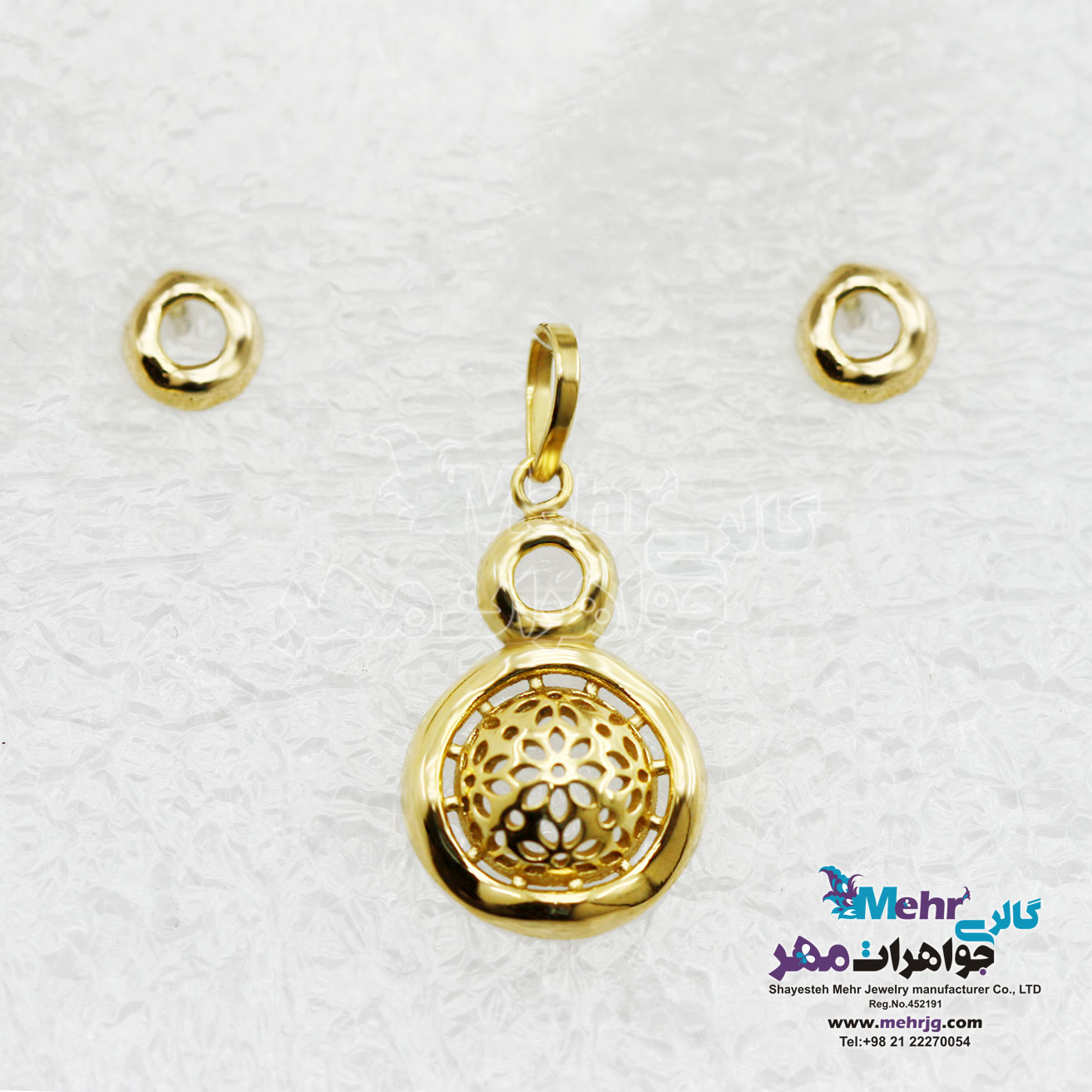 نیم ست طلا - آویز و گوشواره - طرح هندسی