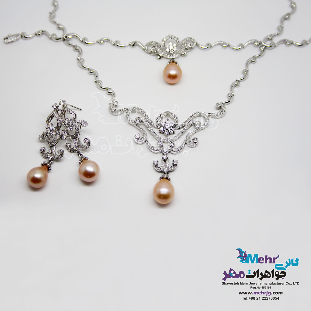سرویس جواهر - گردنبند و گوشواره و دستبند - طرح موج