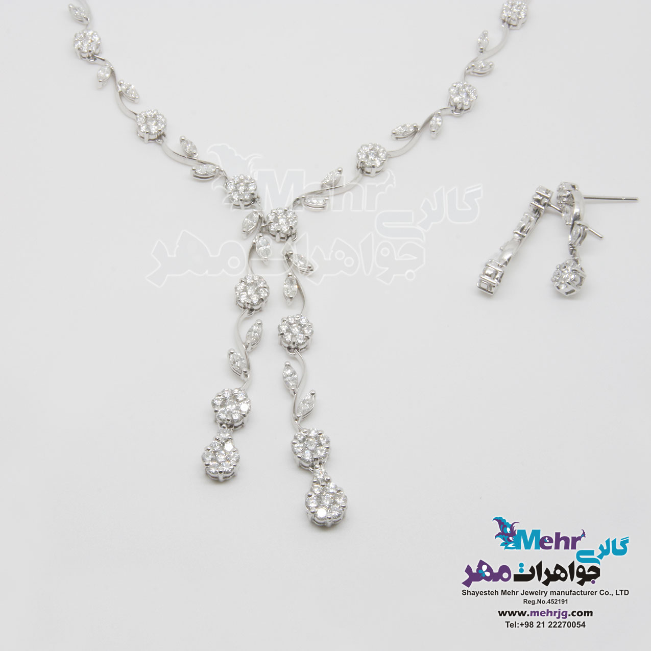 نیم ست طلا - گردنبند و گوشواره - طرح گل مارکیز
