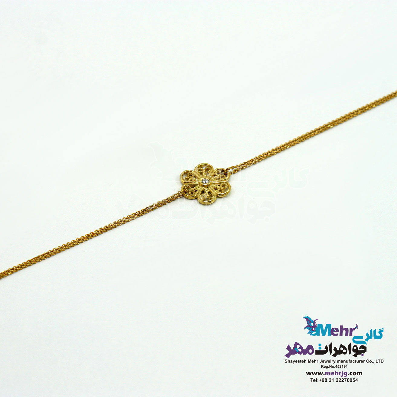 دستبند طلا - طرح گل یاسمن