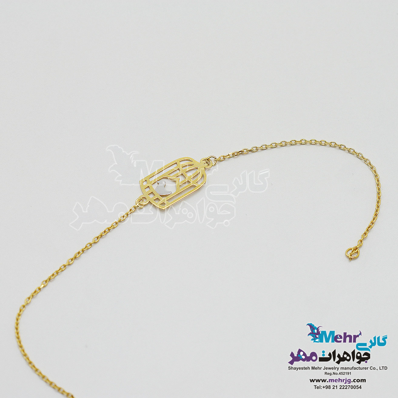 دستبند طلا - طرح پرنده و قفس