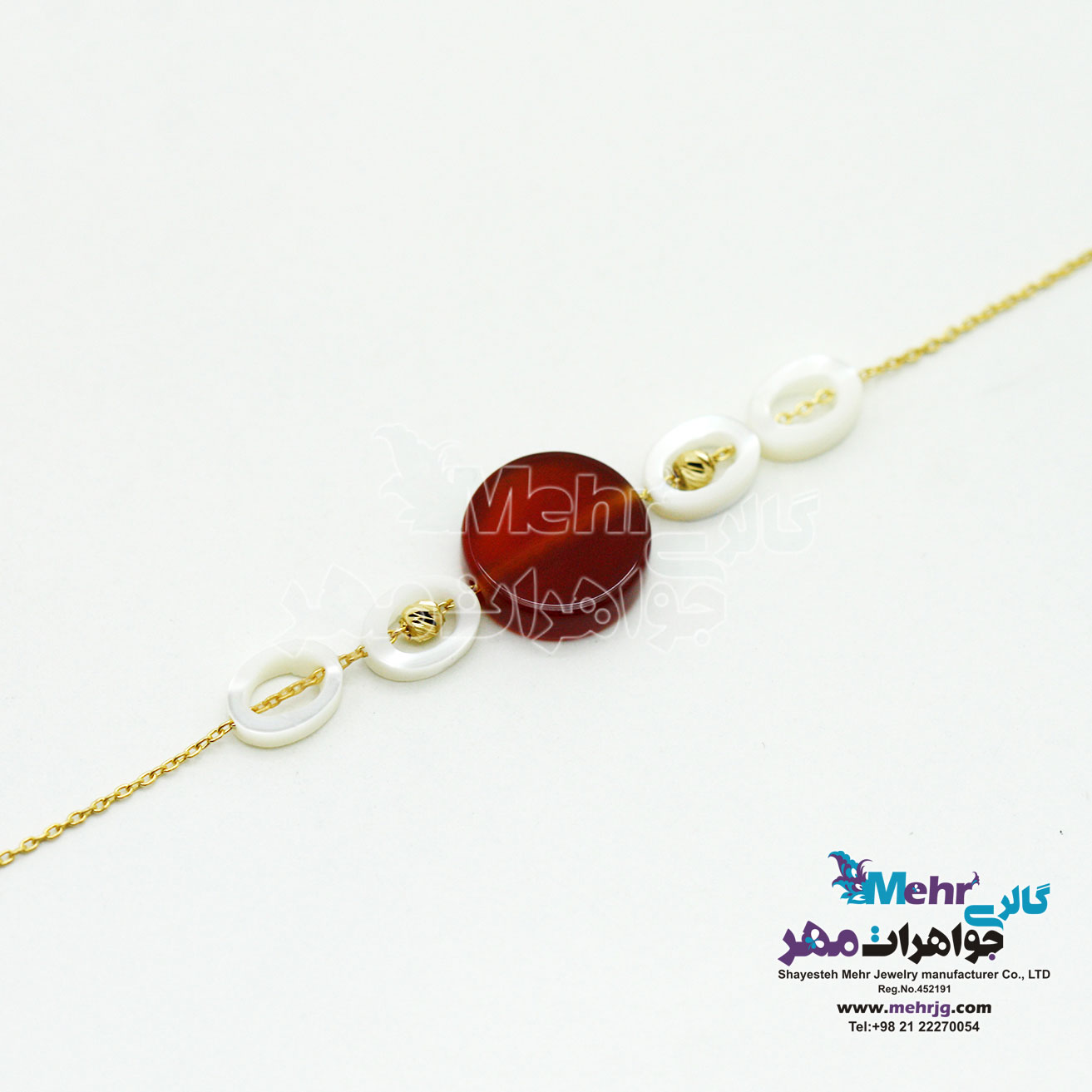 دستبند طلا و سنگ - طرح گوی تراش