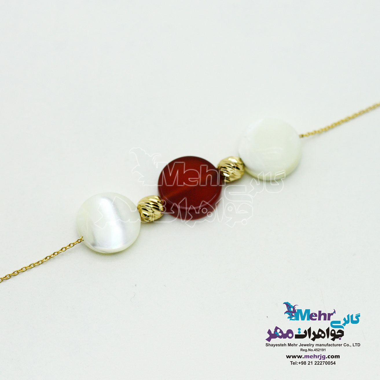 دستبند طلا و سنگ - طرح گوی تراش