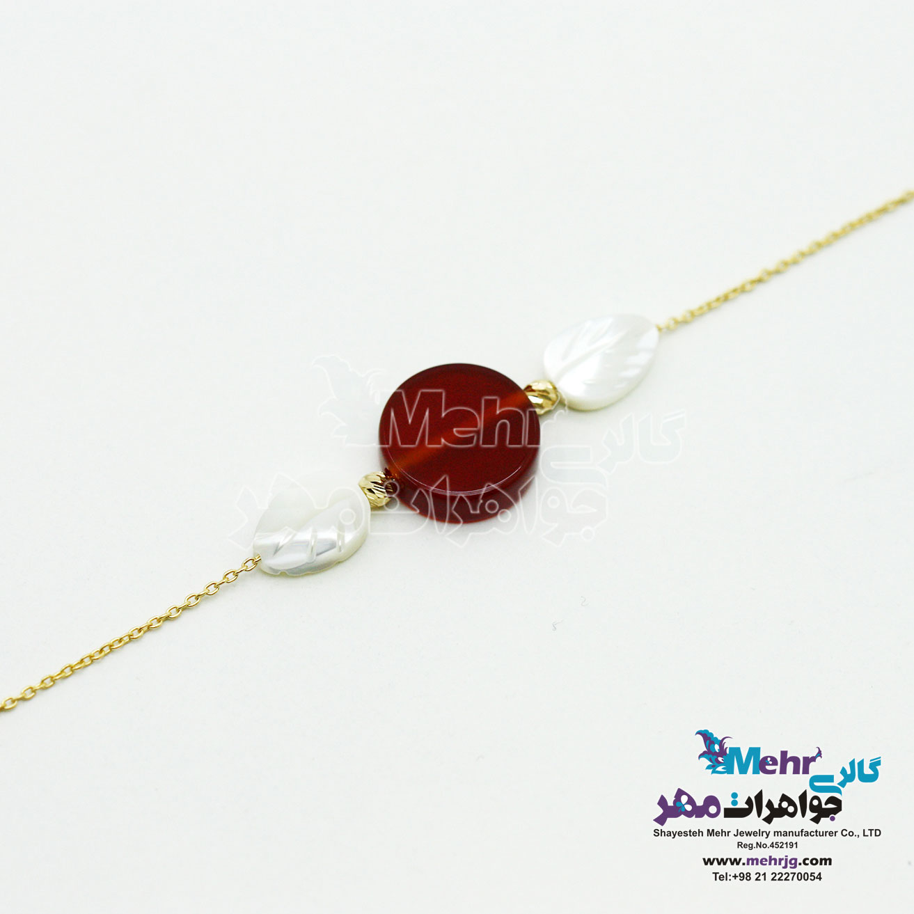 دستبند طلا و سنگ - طرح گوی تراش