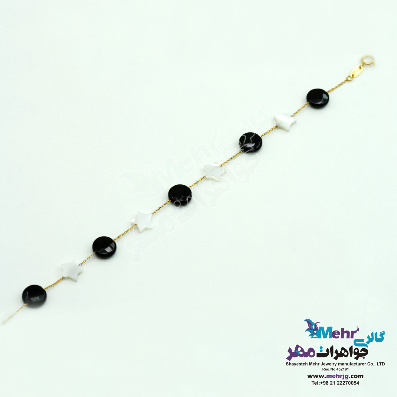 دستبند طلا و سنگ - طرح ستاره