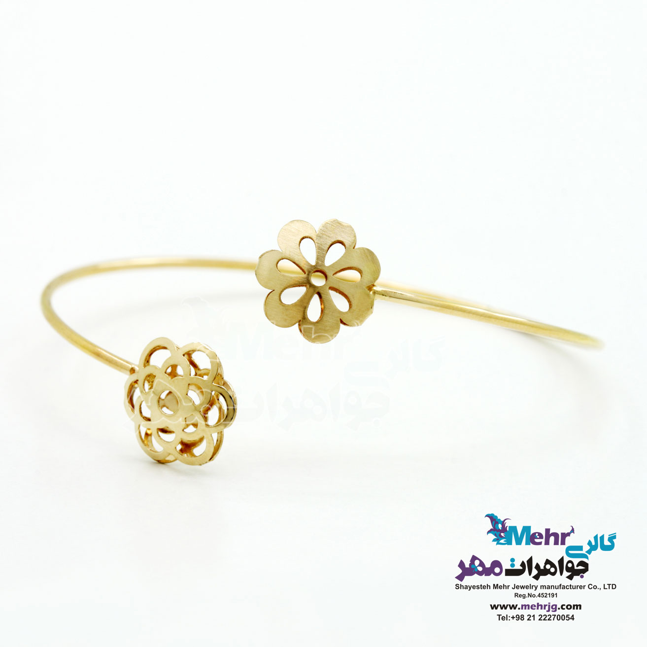 دستبند النگویی طلا - طرح گل