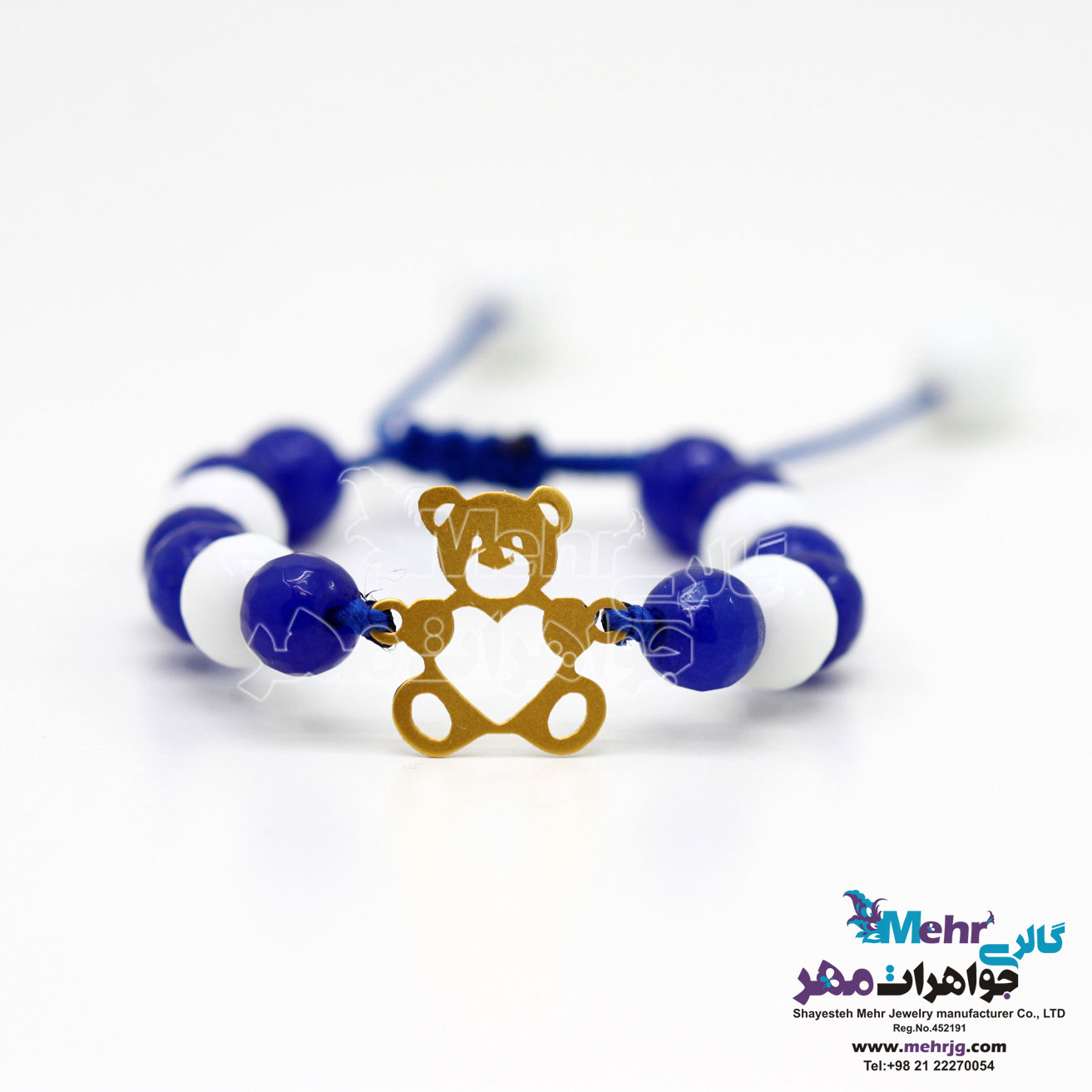 دستبند طلا و سنگ - طرح خرس مهربان