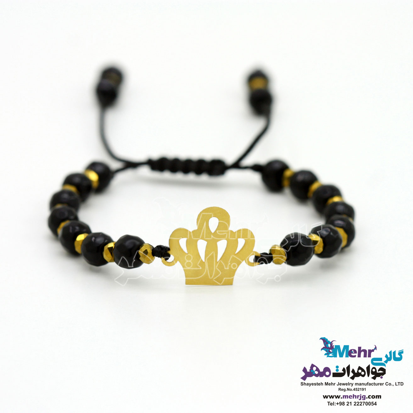 دستبند طلا و مهره - طرح تاج