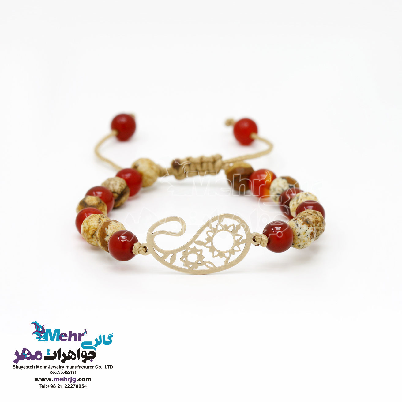 دستبند طلا و سنگ - طرح بته‌جقه