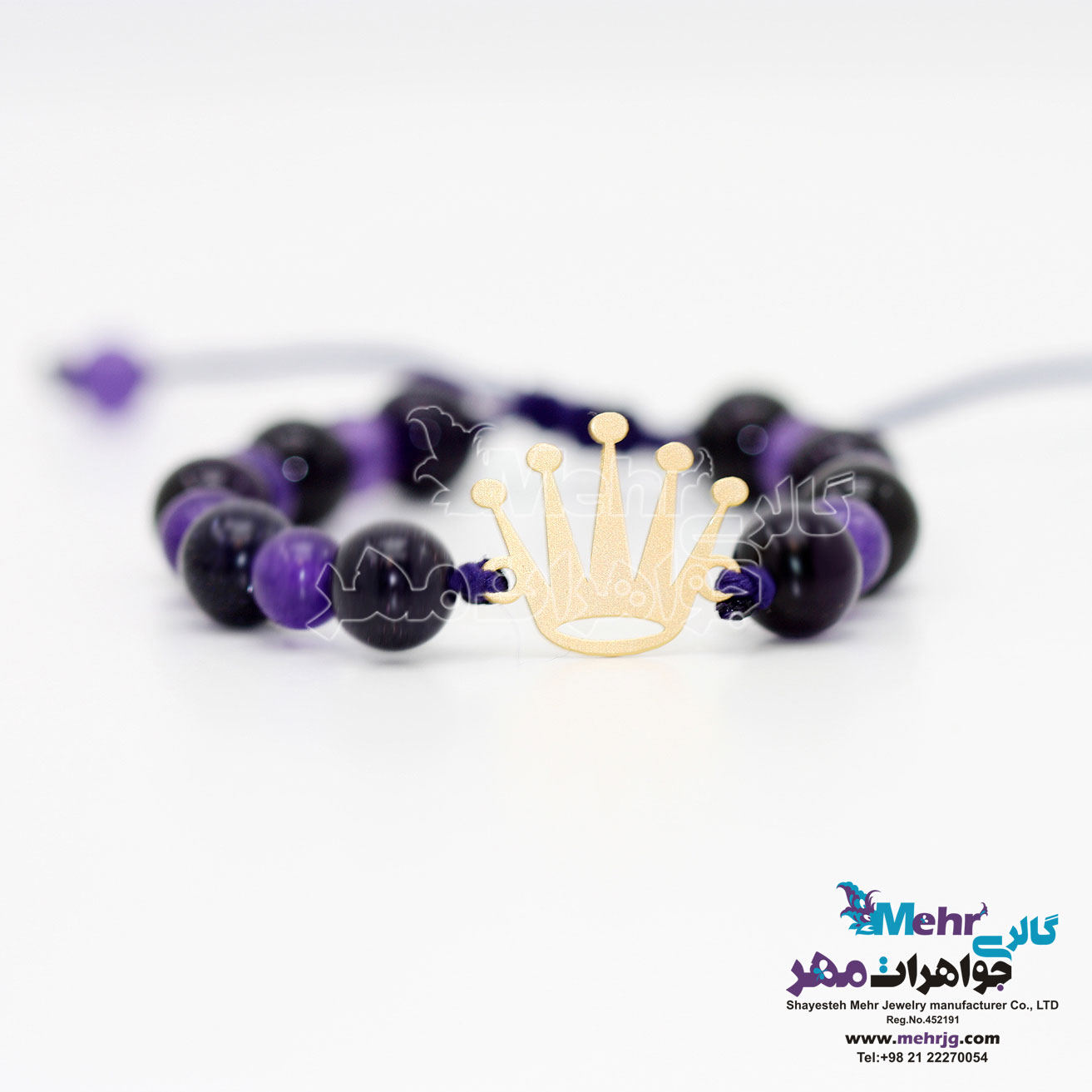 دستبند طلا و سنگ - طرح تاج