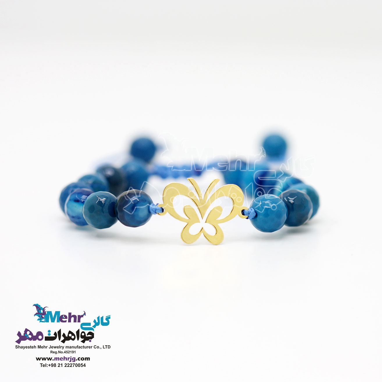 دستبند طلا و سنگ - طرح پروانه