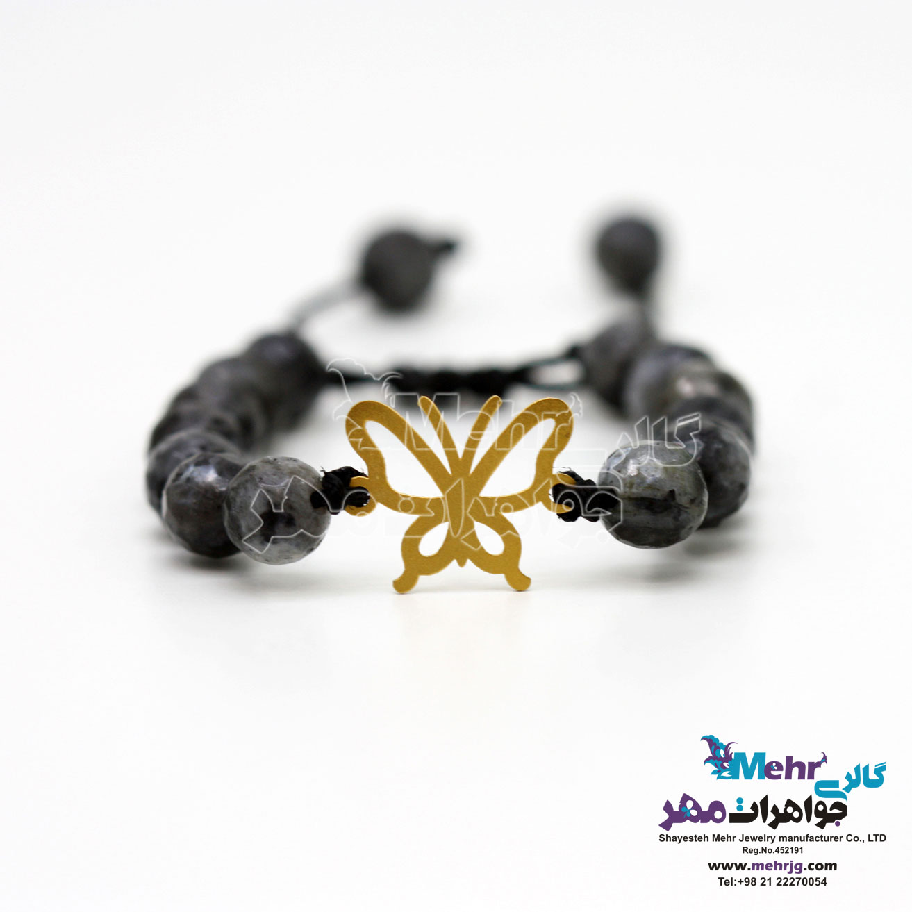 دستبند طلا و سنگ - طرح پروانه