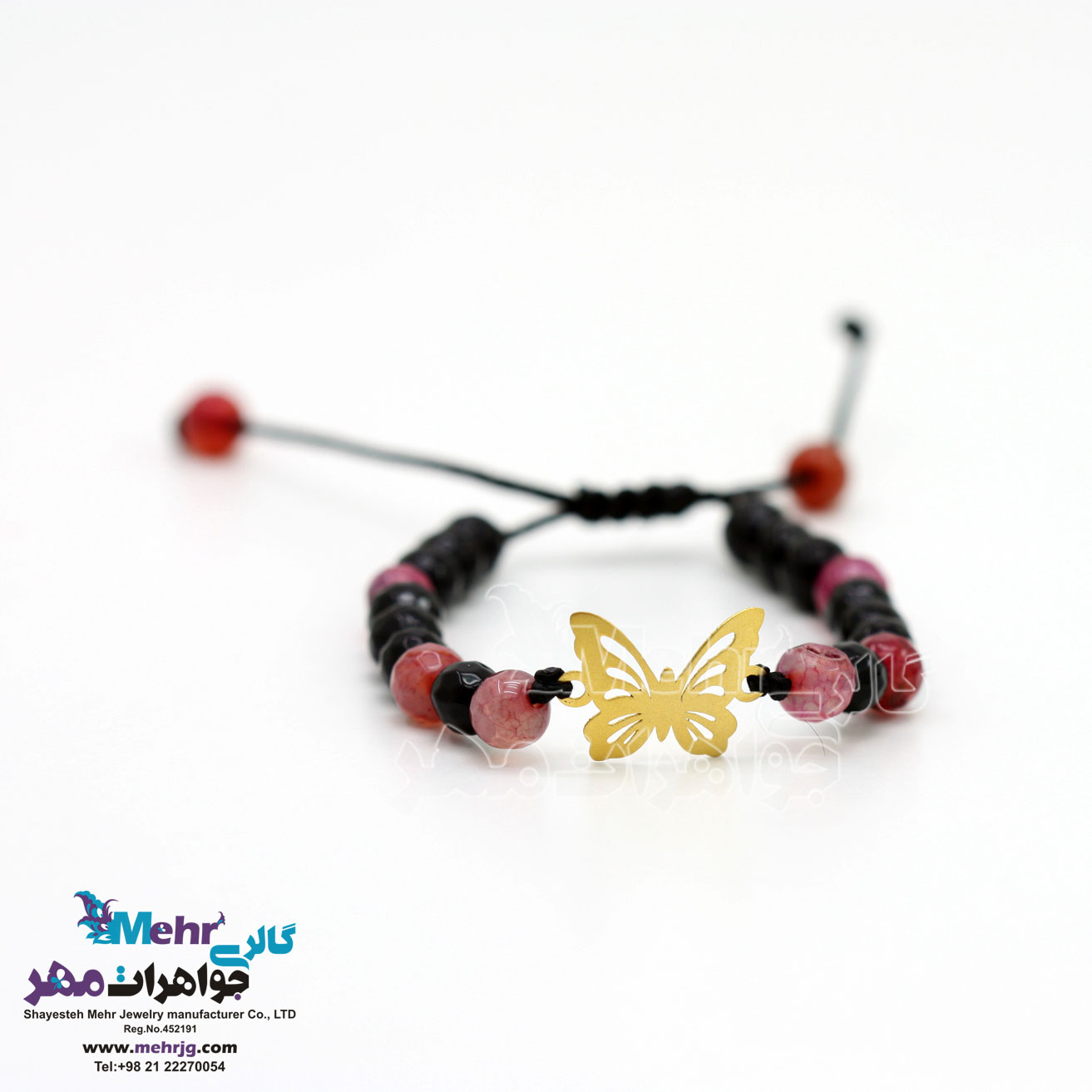 دستبند طلا و سنگ - طرح پروانه