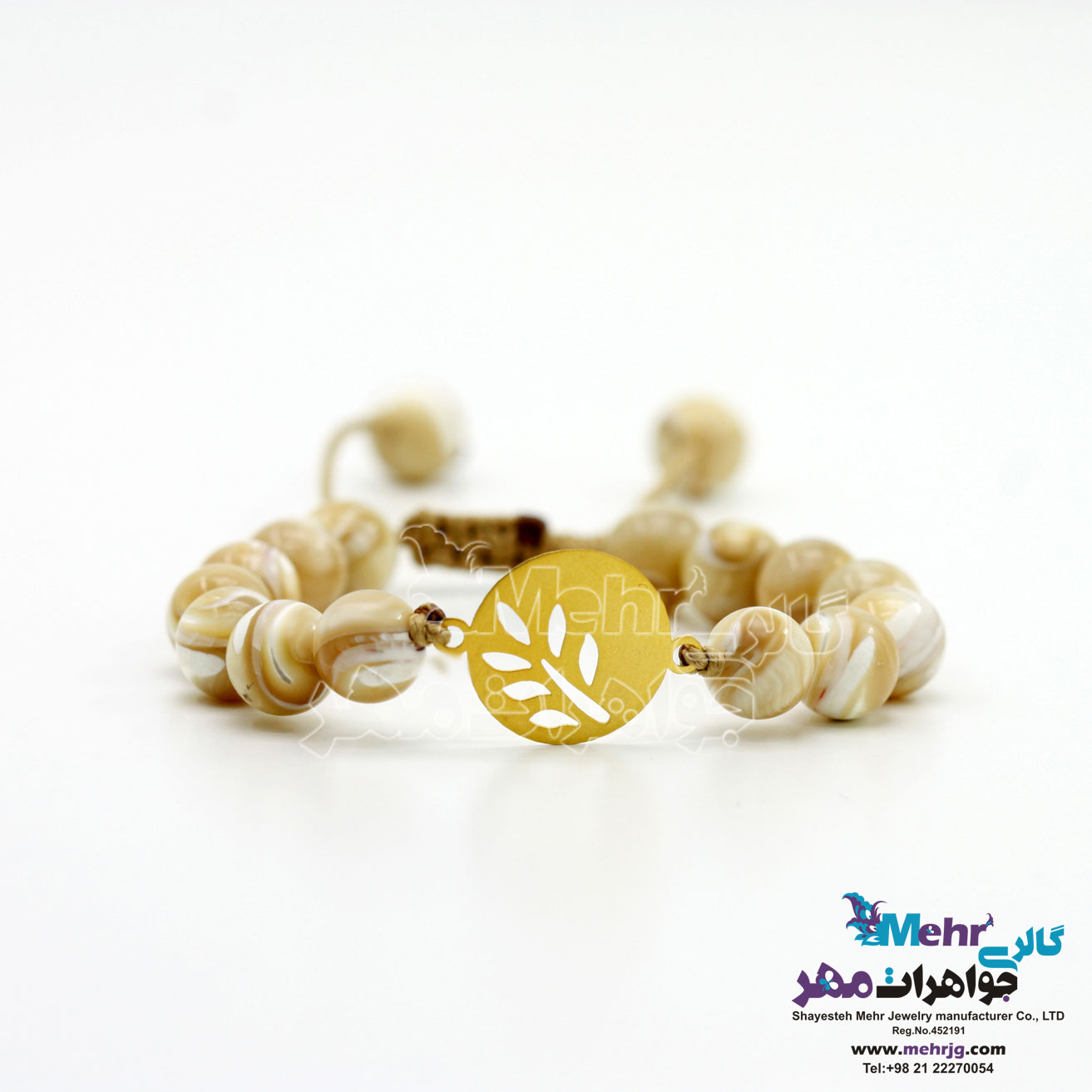 دستبند طلا و سنگ - طرح گندم