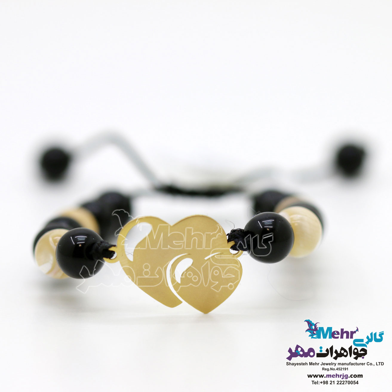 دستبند طلا و سنگ - طرح قلب