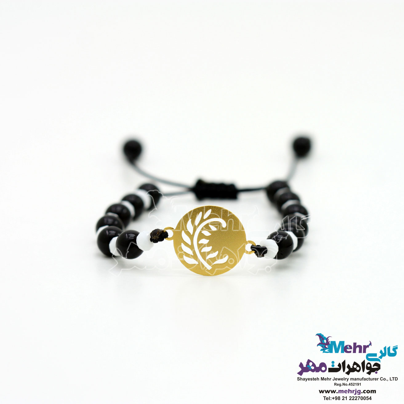 دستبند طلا و سنگ - طرح گندم