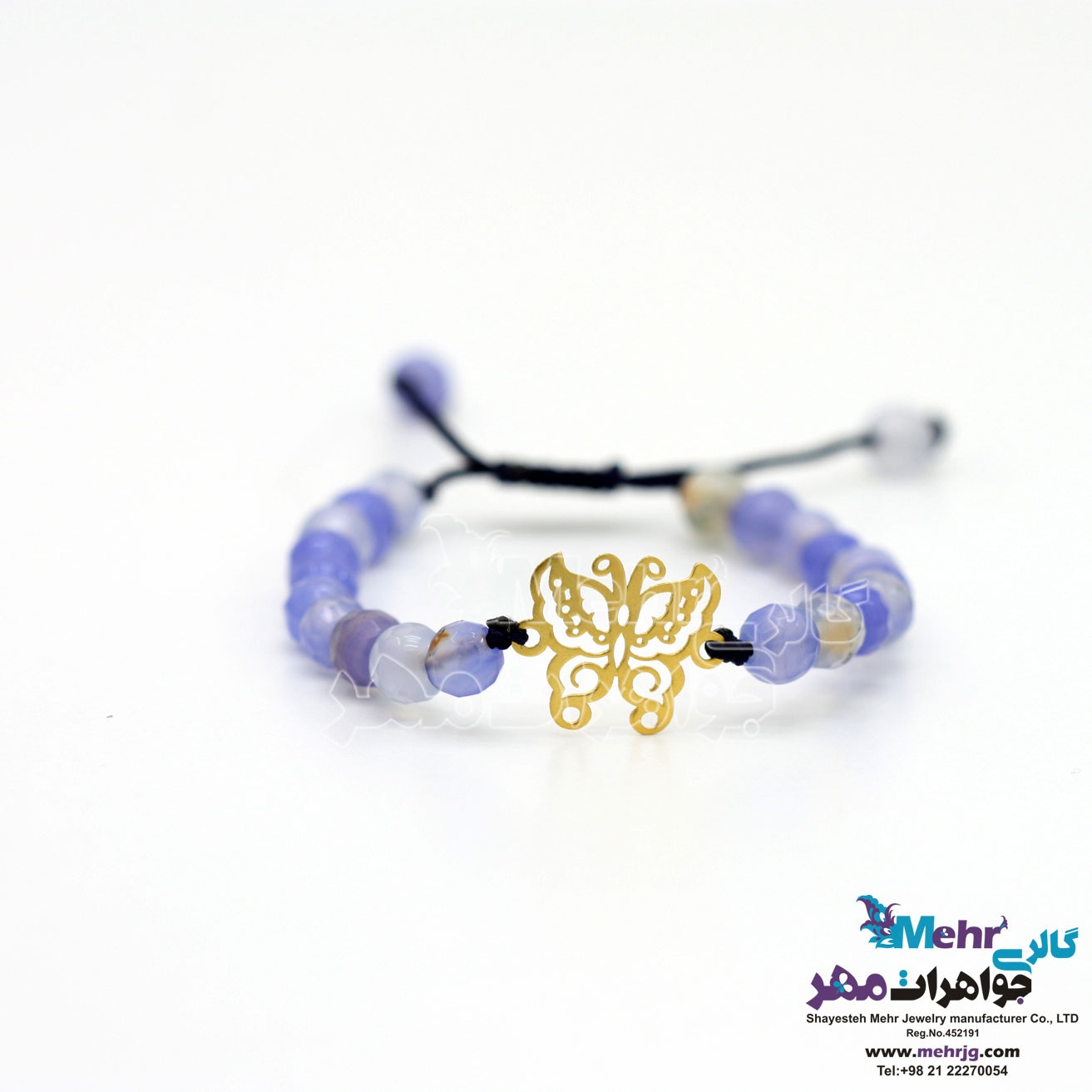دستبند طلا و سنگ - طرح پروانه