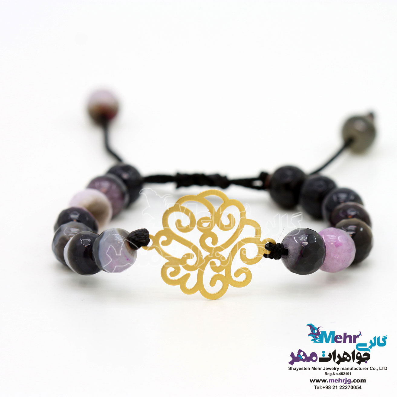 دستبند طلا و سنگ - طرح گل