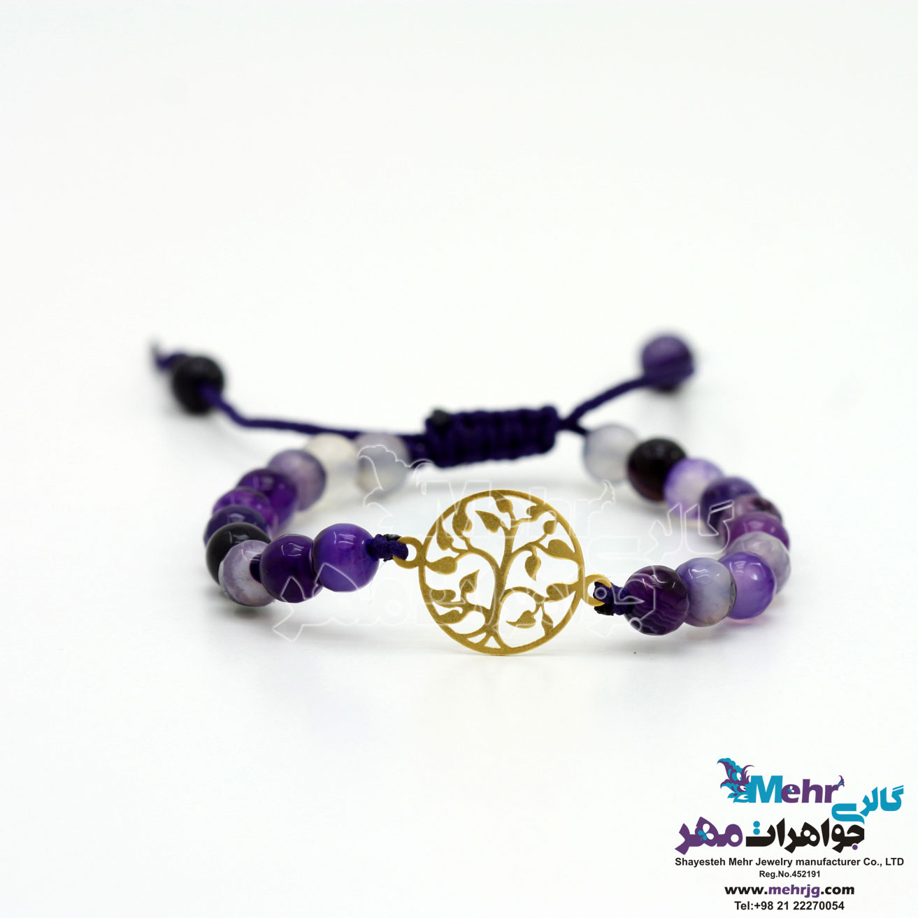 دستبند طلا و سنگ - طرح درخت