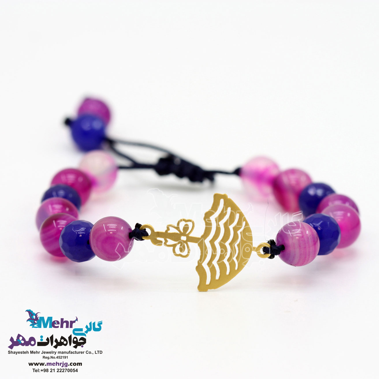 دستبند طلا و سنگ - طرح چتر