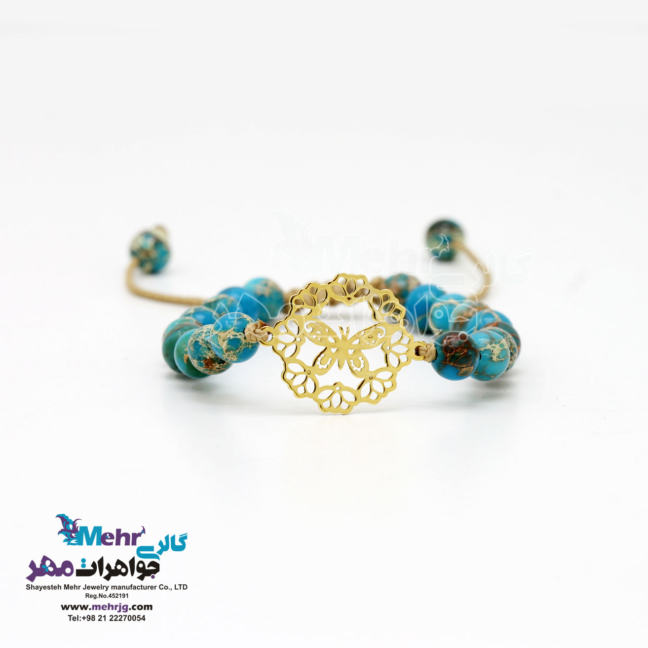 دستبند طلا و سنگ - طرح پروانه