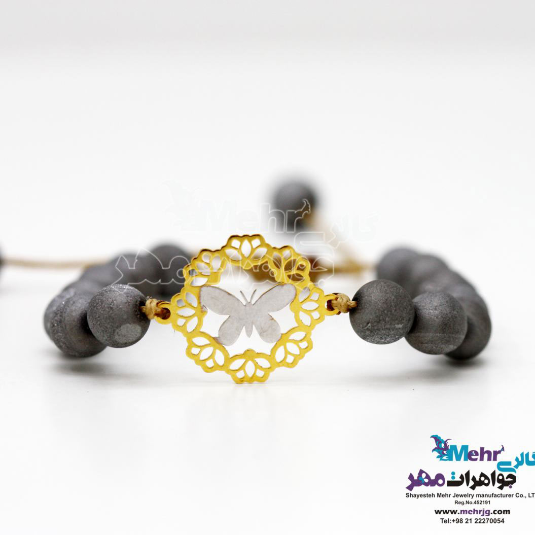 دستبند طلا و سنگ - طرح پروانه