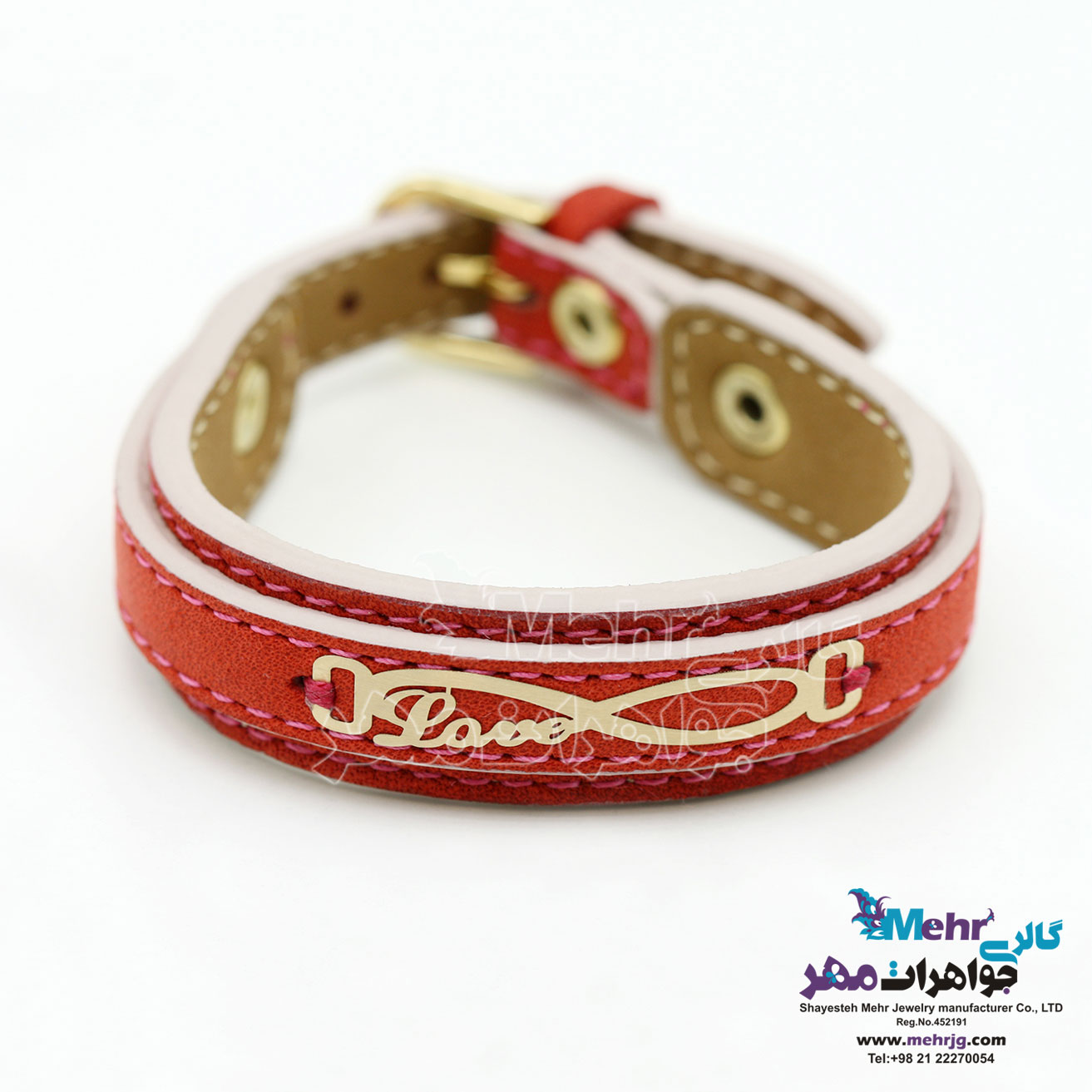 دستبند طلا و چرم - طرح بی‌نهایت
